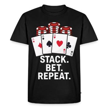 Stack Bet Repeat Casino Gambling Poker - T-shirt Premium bio Homme - noir - Devant - Nico (187cm)