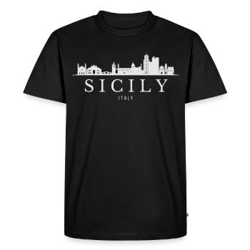 Sicily's skyline, Sicily Italy - Men's Premium Organic T-Shirt - black - Front - Nico (187cm)