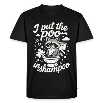 J’ai mis le caca dans le shampooing Humour drôle de raton laveur - T-shirt Premium bio Homme - noir - Devant - Nico (187cm)