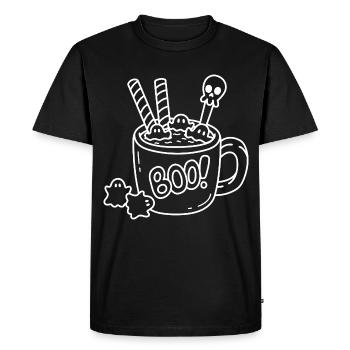 Mug Halloween Sketch – Fantômes, gaufres et cuillères - T-shirt Premium bio Homme - noir - Devant - Nico (187cm)