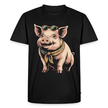 Lunettes de soleil Cochon avec Bandana - T-shirt Premium bio Homme - noir - Devant - Nico (187cm)