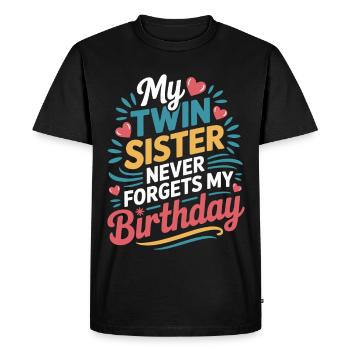 Jumeaux Jumelle Soeur Anniversaire - T-shirt Premium bio Homme - noir - Devant - Nico (187cm)