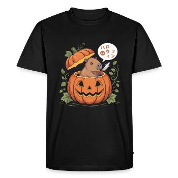 Capybara Pumpkin - T-shirt drôle d’Halloween - T-shirt Premium bio Homme - noir - Devant - Nico (187cm)