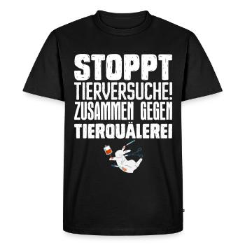 Protection des animaux STOP AUX TESTS SUR LES ANIMAUX ENSEMBLE CONTRE - T-shirt Premium bio Homme - noir - Devant - Nico (187cm)