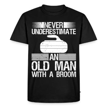 Ne sous-estimez jamais un vieil homme avec un balai - T-shirt Premium bio Homme - noir - Devant - Nico (187cm)