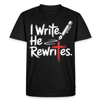 I Write He Rewrites Faith Jesus - Men's Premium Organic T-Shirt - black - Front - Nico (187cm)