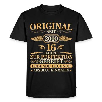 Cadeau original pour le 16e anniversaire, millésime 2010 - T-shirt Premium bio Homme - noir - Devant - Nico (187cm)