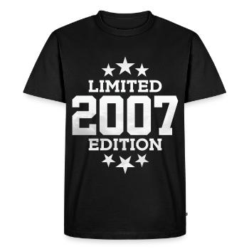 ÉDITION LIMITÉE 2007 19E ANNIVERSAIRE - T-shirt Premium bio Homme - noir - Devant - Nico (187cm)