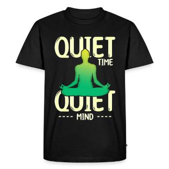 Silhouette de méditation en temps calme vert jaune - T-shirt Premium bio Homme - noir - Devant - Nico (187cm)