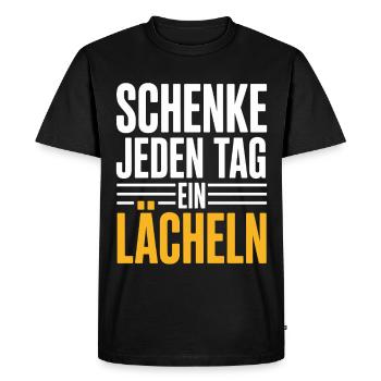 Offrez un sourire chaque jour – message positif - T-shirt Premium bio Homme - noir - Devant - Nico (187cm)