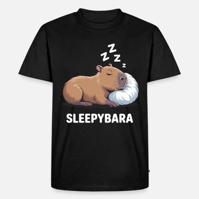 Sleepybara Capybara Schlafen - Männer Premium Bio T-Shirt - Schwarz