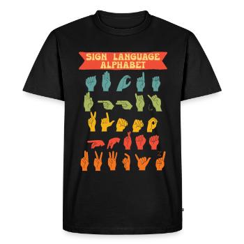 ASL Sign Language Alphabet - Men's Premium Organic T-Shirt - black - Front - Nico (187cm)