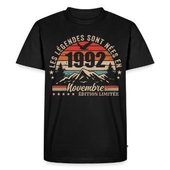 génial depuis novembre 1992 | novembre 1992 - T-shirt Premium bio Homme - noir - Devant - Nico (187cm)