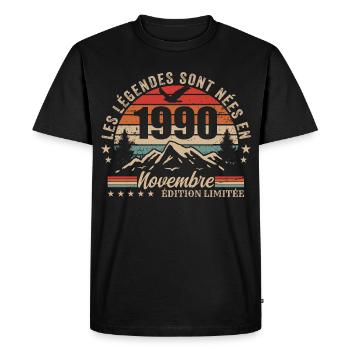 génial depuis novembre 1990 | novembre 1990 - T-shirt Premium bio Homme - noir - Devant - Nico (187cm)