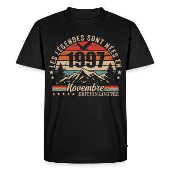 génial depuis novembre 1997 | novembre 1997 - T-shirt Premium bio Homme - noir - Devant - Nico (187cm)
