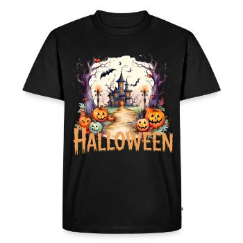 Halloween lantern path to the haunted mansion - Men's Premium Organic T-Shirt - black - Front - Nico (187cm)