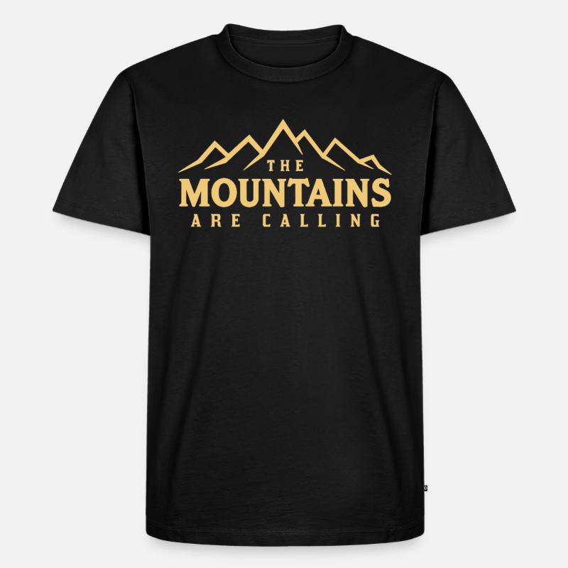 THE MOUNTAINS ARE CALLING Spruch Statement - Männer Premium Bio T-Shirt - Schwarz