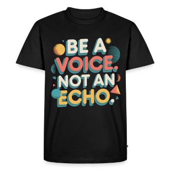 Be a Voice – Dire d’encouragement dans un style rétro - T-shirt Premium bio Homme - noir - Devant - Nico (187cm)