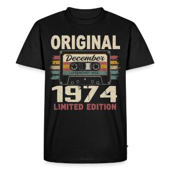 Cadeau D'anniversaire Décembre 1974 - T-shirt Premium bio Homme - noir - Devant - Nico (187cm)