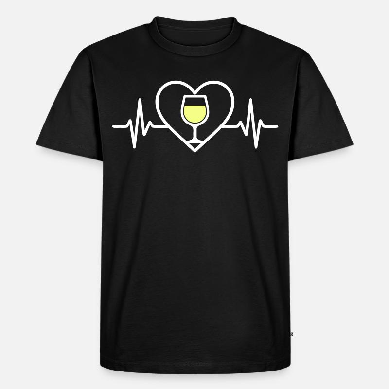 Weißwein Herz - Männer Premium Bio T-Shirt - Schwarz
