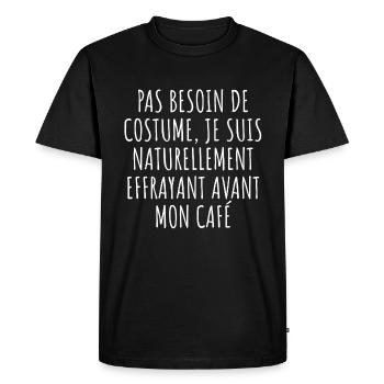 Halloween Café Humour - Matin Zombie Citation - T-shirt Premium bio Homme - noir - Devant - Nico (187cm)