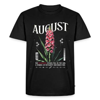 Naissance Fleurs Août Glaïeul Naissance Fleur - T-shirt Premium bio Homme - noir - Devant - Nico (187cm)