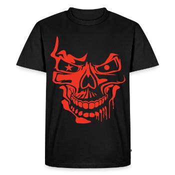 Illustration de crâne stylisé rouge - T-shirt Premium bio Homme - noir - Devant - Nico (187cm)