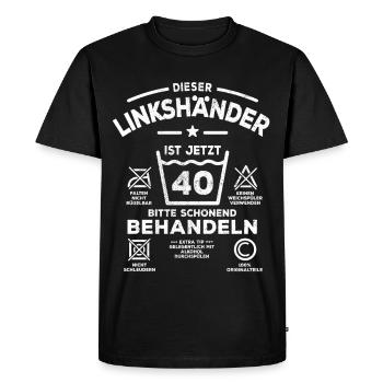 Traiter les gauchers en douceur - 40e anniversaire - T-shirt Premium bio Homme - noir - Devant - Nico (187cm)