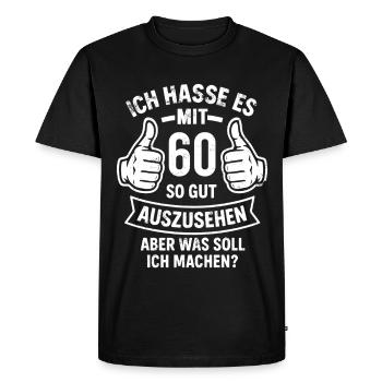 Je déteste avoir l’air si bien à 60 ans - en disant - T-shirt Premium bio Homme - noir - Devant - Nico (187cm)
