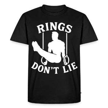 Rings Don't Lie Calisthenics Fitness Gym Training - Men's Premium Organic T-Shirt - black - Front - Nico (187cm)