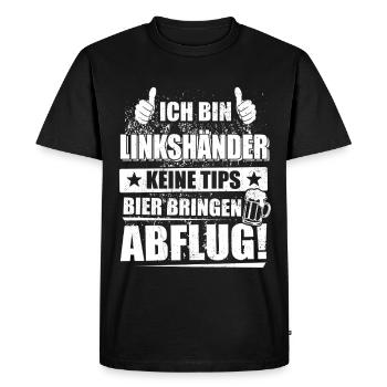 Je suis gaucher, pas de pourboires, apportez de la bière - T-shirt Premium bio Homme - noir - Devant - Nico (187cm)