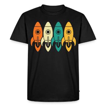 fusées vintage exploration spatiale ingénieur cadeau - T-shirt Premium bio Homme - noir - Devant - Nico (187cm)
