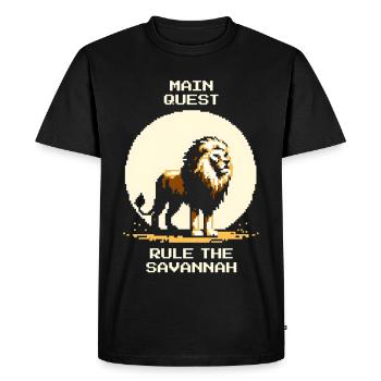 Quête principale : Régner sur la savane | Lion Wilderness - T-shirt Premium bio Homme - noir - Devant - Nico (187cm)