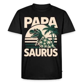 Papa Saurus Rex Dinosaur Father's Day Gift - Men's Premium Organic T-Shirt - black - Front - Nico (187cm)