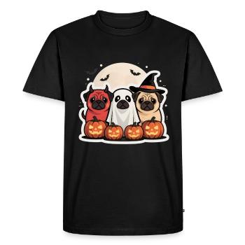 Pug Halloween Costume Funny Pumpkin Gift - Men's Premium Organic T-Shirt - black - Front - Nico (187cm)