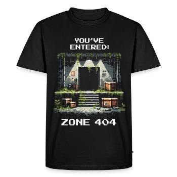 Découverte de la Zone 404 | Localisation non trouvée - Humour - T-shirt Premium bio Homme - noir - Devant - Nico (187cm)