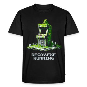 Verfall.exe running | Retro Arcade Dystopia - Men's Premium Organic T-Shirt - black - Front - Nico (187cm)