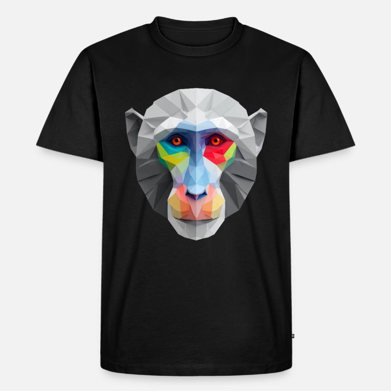 Farbiges Low-Poly Affengesicht Logo Art Design - Männer Premium Bio T-Shirt - Schwarz