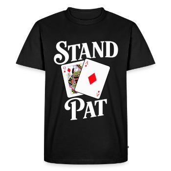 Conception de carte Stand Pat avec As et Dame - T-shirt Premium bio Homme - noir - Devant - Nico (187cm)