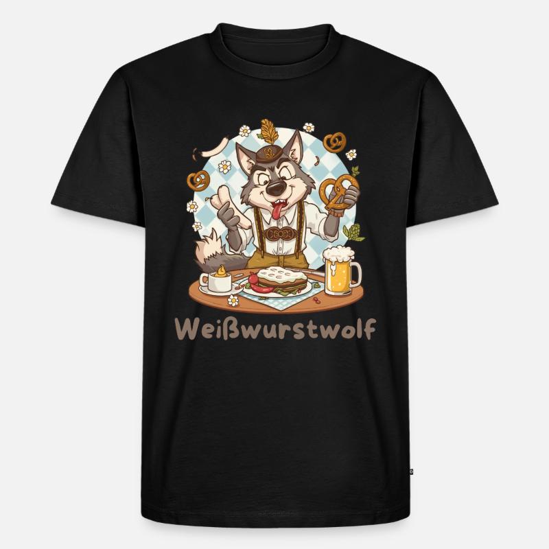 Weißwurstwolf Kochheld Bavarian - Männer Premium Bio T-Shirt - Schwarz