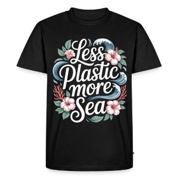 Moins de plastique, plus de mer – Design environnemental, Fleurs - T-shirt Premium bio Homme - noir - Devant - Nico (187cm)
