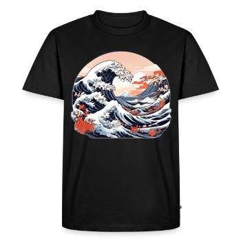 Grande Vague de Kanagawa - T-shirt Premium bio Homme - noir - Devant - Nico (187cm)