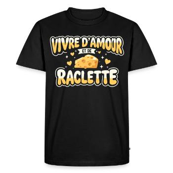 Live On Love And Raclette Funny Gift - Men's Premium Organic T-Shirt - black - Front - Nico (187cm)