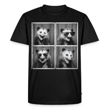 Funny Opossum Photo Box Vintage Selfie - Men's Premium Organic T-Shirt - black - Front - Nico (187cm)