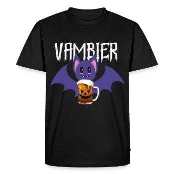 Vampire Bat Halloween Beer Drinking Outfit Top - Men's Premium Organic T-Shirt - black - Front - Nico (187cm)