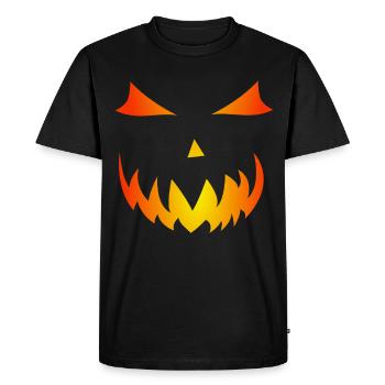 Flame Gourd Halloween Motif Pumpkin Face Ghost - Men's Premium Organic T-Shirt - black - Front - Nico (187cm)