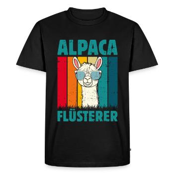 Éventail en alpaga ALPAGA FLÜSTERER Lama Lustiges - T-shirt Premium bio Homme - noir - Devant - Nico (187cm)