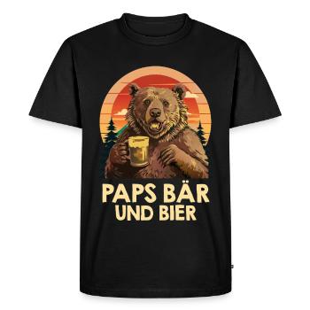 Future papa PAPA OURS ET BIÈRE Drôle - T-shirt Premium bio Homme - noir - Devant - Nico (187cm)