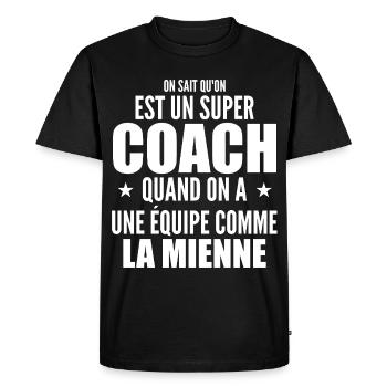 Un Super Coach Cadeau Entraîneur Sportif Humour - T-shirt Premium bio Homme - noir - Devant - Nico (187cm)