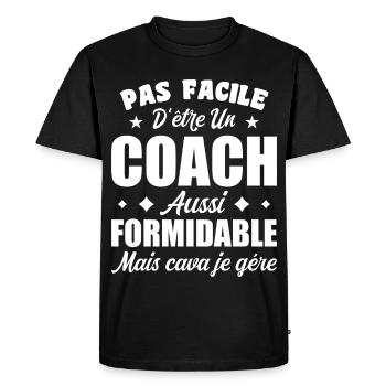 Coach Formidable Idée Cadeau Entraîneur Drôle - T-shirt Premium bio Homme - noir - Devant - Nico (187cm)